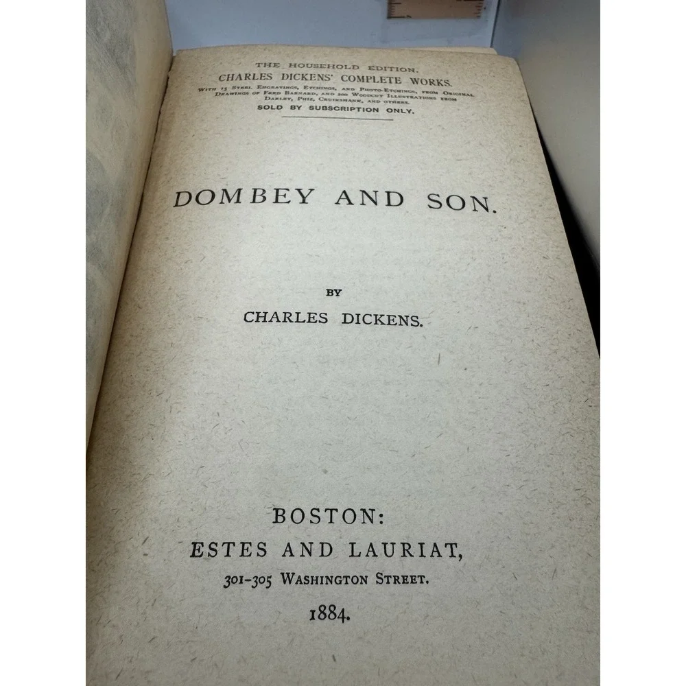 Charles Dickens Household Edition Antique Decorative Cloth Book English 1884